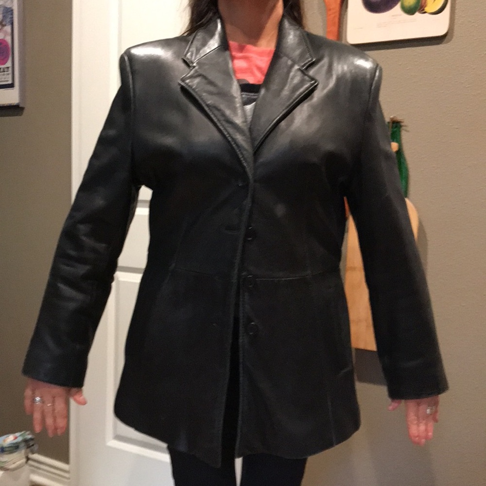 Women’s black leather jacket